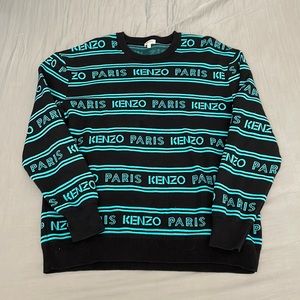 Kenzo Sweater, Black/Aqua, Size XL